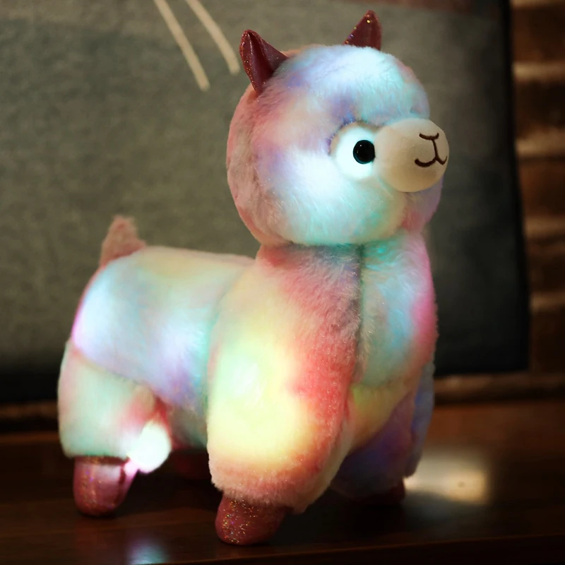 Led Light Alpaca Stuffed Animal Toy Lights Luminous Plush Alpaca Doll Plush Toy Custom Size Logo