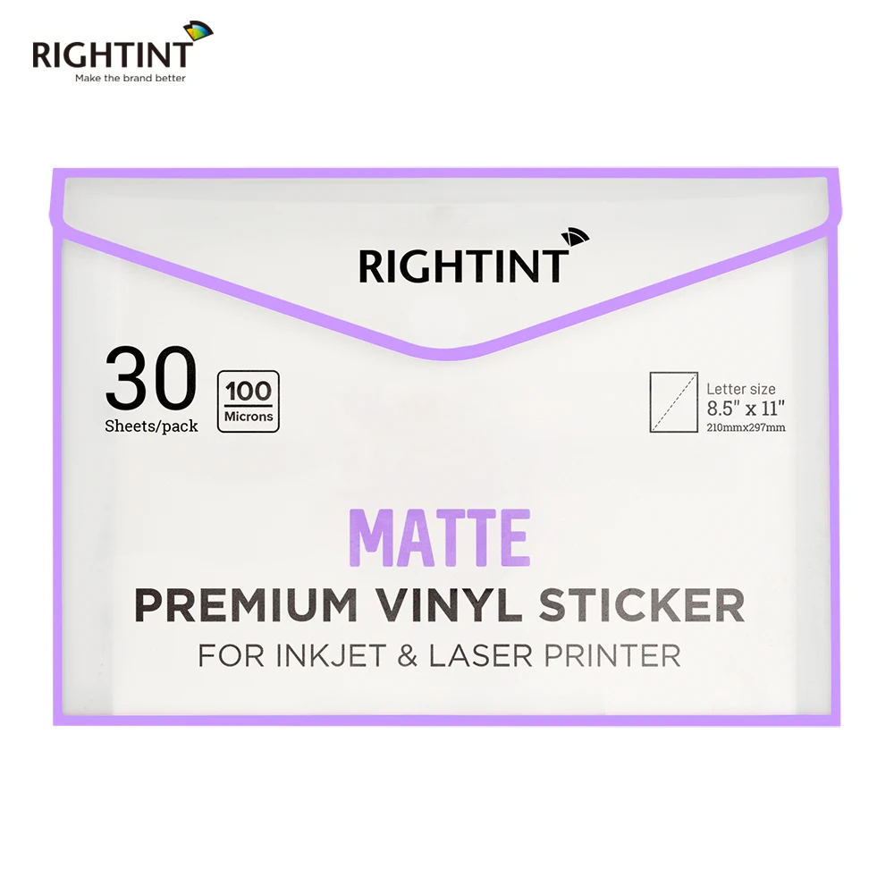 Custom Size Laser Inkjet Printed A4 Label Paper Self Adhesive Matte White PP PET Vinyl Sticker Paper with PVC Package