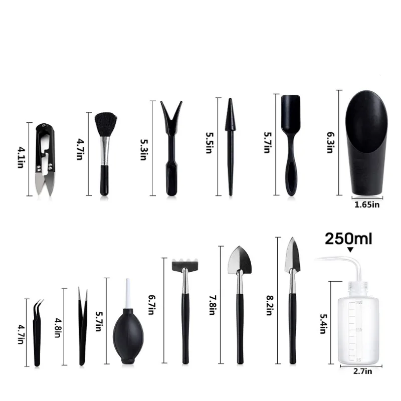 Mini Gardening Hand Tools Set Succulent Plants Watering Bottle Miniature Garden Flower Plants Bucket Shovel Tool DIY Accessories