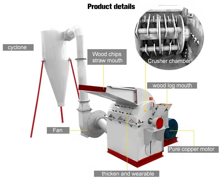 hammer mill machine 5 ton per hour heayt duty diesel engine wood chip sawdust hammer mill