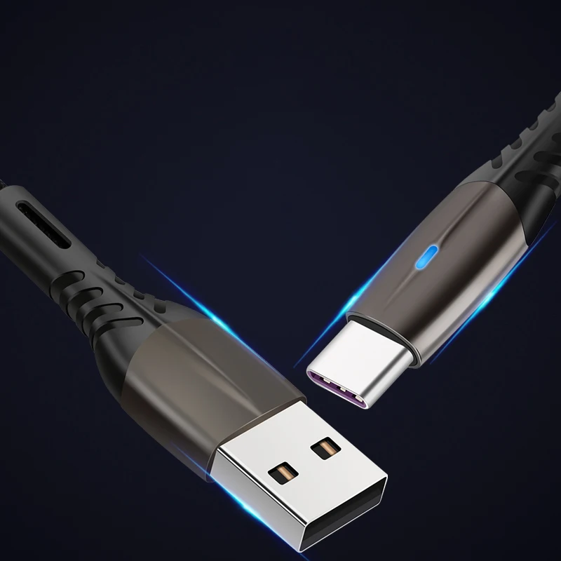 
Great Quality Zinc Alloy LED Android Charging Fabric Braided Micro Usb Data Cable 