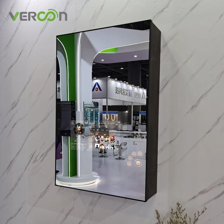 Vercon Best Makeup Led Rectangular Medicine Cabinet with Mirror Bathroom Cabinets with Mirrors Smart Mirrors