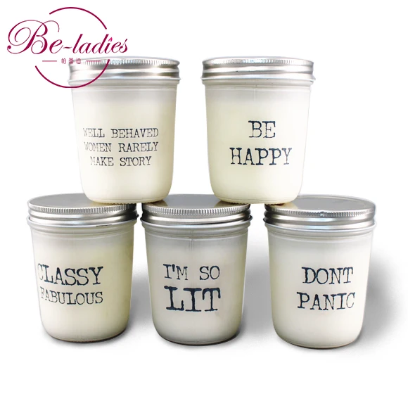 Custom  glass jar scented wax candles for home decoration
