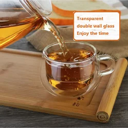 New glass filter flower tea cup with lid and handle