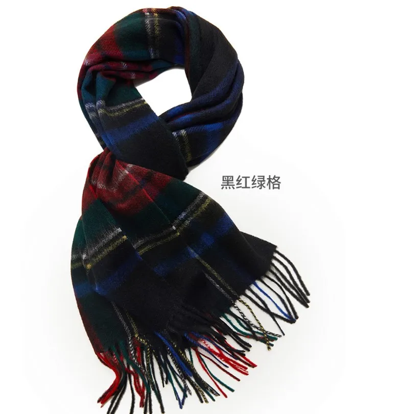Custom Blue Plaid Winter Merino 100% Wool Scarf for Women Check Shawl Ethnic Wool Scarves