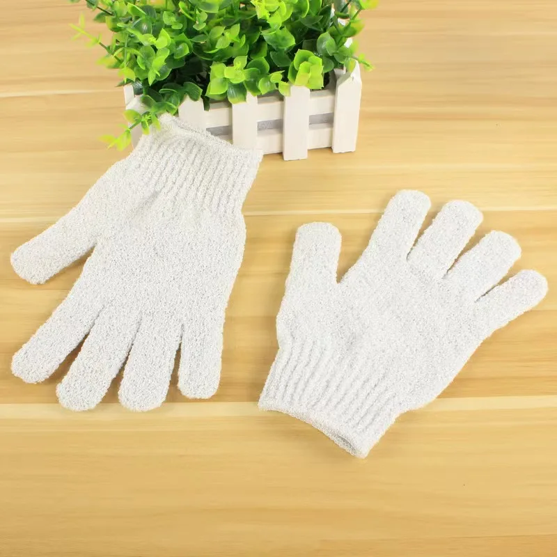 Eco Friendly Bamboo Charcoal Bath Gloves Soft Mesh Body Exfoliating Brushes Glove Mitt