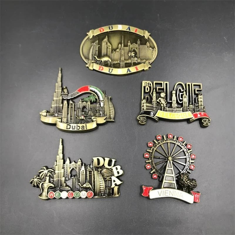 Wholesale Dubai Sublimation Metal Fridge Magnets Tourism Souvenirs Customised Magnets Fridge Souvenirs Customize