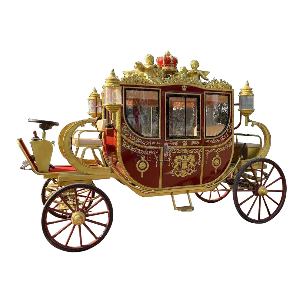 Royal Horse Carriage Cinderella Golden Carts Custom Victorian Design Sightseeing/Wedding Decorations