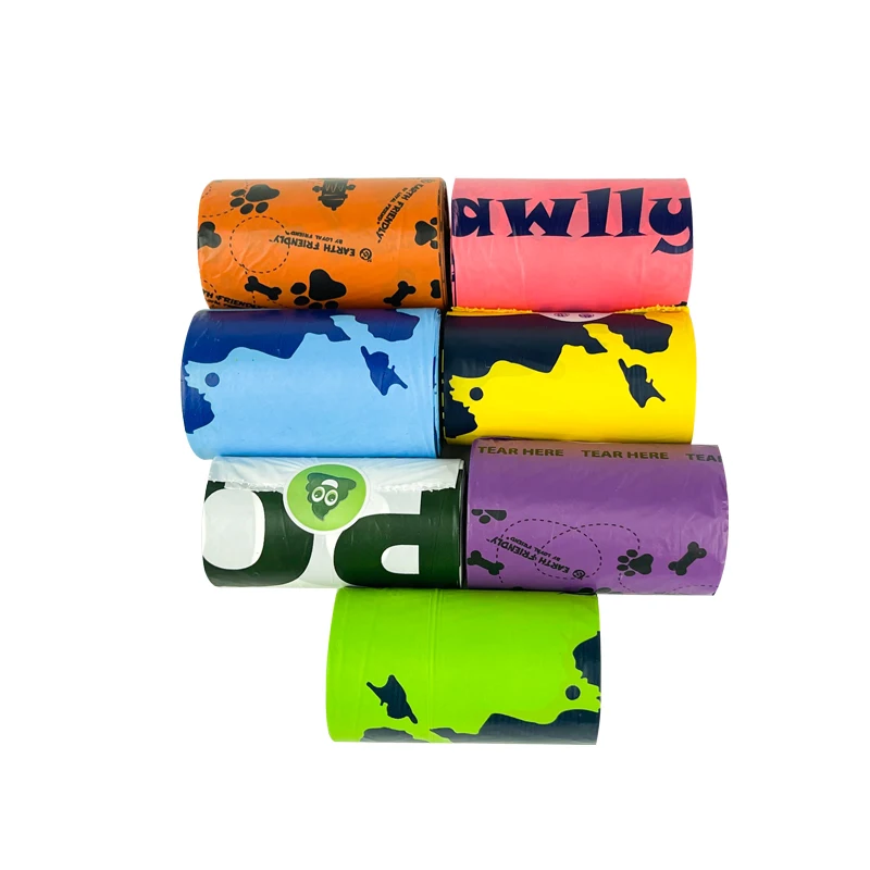 OEM eco friendly pet supplies custom printed biodegradable dog excrement poop bags