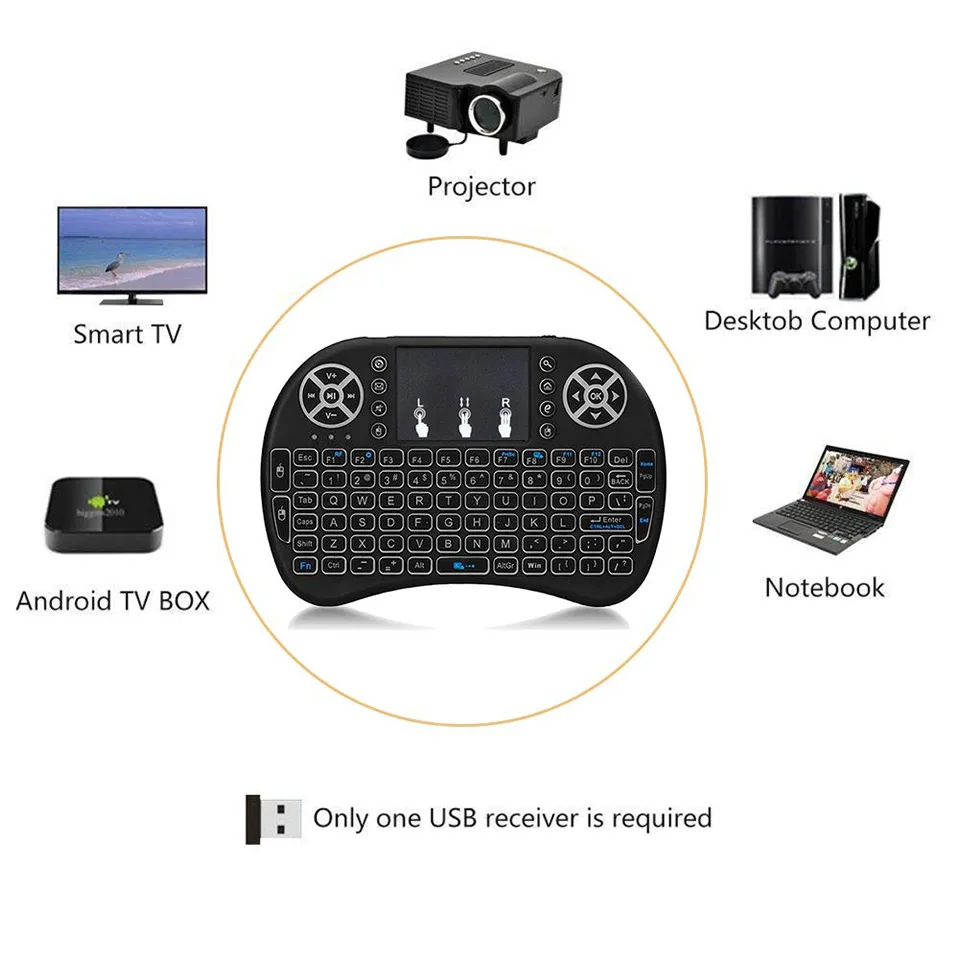 i8 Keyboard Wireless Mini 2.4G Hz Flying Mouse Touchpad Digital Computer Seven-Color Backlit Marquee