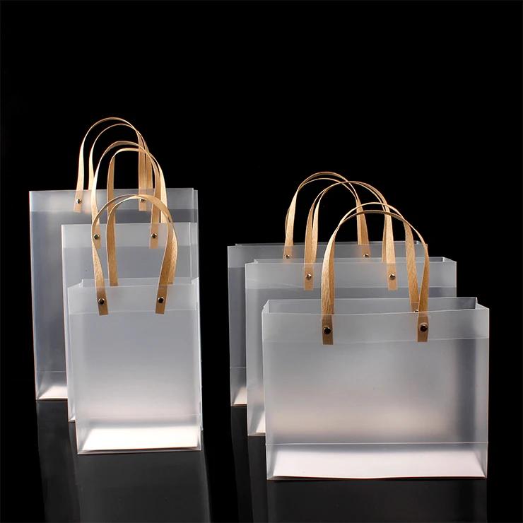 Top sale guaranteed quality new type clear custom pp bag tote transparent plastic handle pp bags 2021