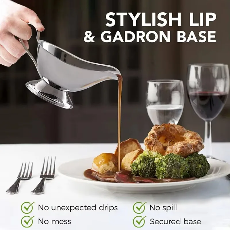 3/5/8/16 Oz. Wholesale Stainless Steel Gravy Boat Juice Bucket Dish Roasting Sauce Dish