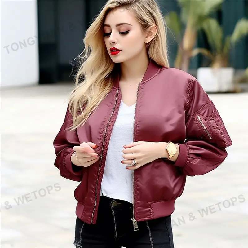 Custom Clothing Manufacturers Plus Size Jacket 2024 Autumn Ladies Jackets Large Size 3XL Women Bomber Jacket