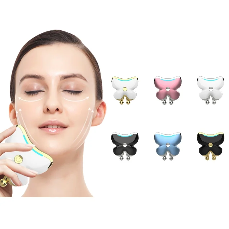 Newly Designed Rechargeable Butterfly Vibration Heating Guasha Electric Facial Electric Gua Sha Massage Tool