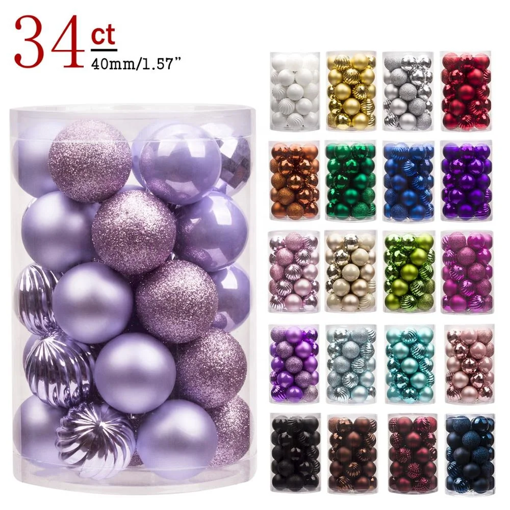 Cheap xmas tree ornament mix color 40mm 60mm 80mm 100mm glitter shiny matte blue plastic christmas ball