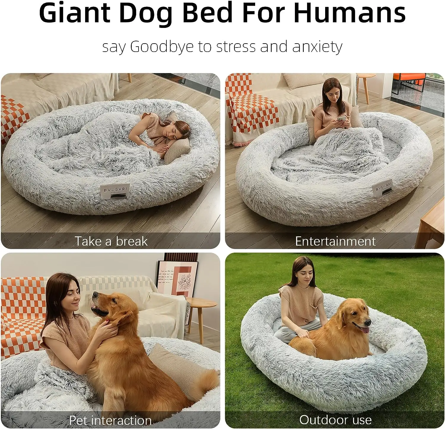 Wholesale Luxury Human Dog Bed for Large Dogs Human-Sized Big Dog Bed for Adults&Pets Giant Beanbag Bed