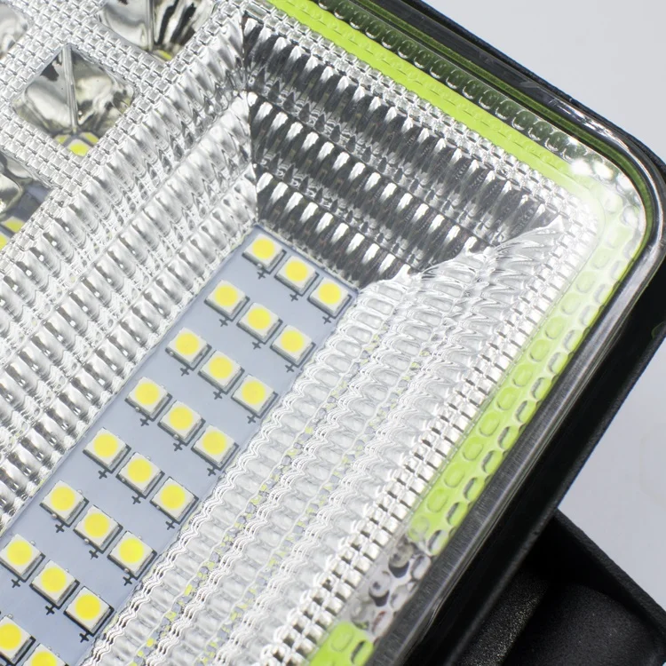 4 Inch Lighting System Flood Beam with Yellow Blue Red Green White ring 126W LED Work Light for Truck ATV SUV Offroad