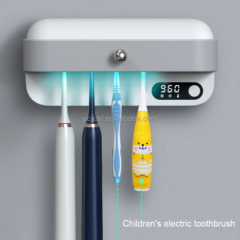 UVC Sterilazation UV Toothbrush Dryer light intelligent wall Mount Toothbrush Sterilizer Holder with Fan hot heating and drying