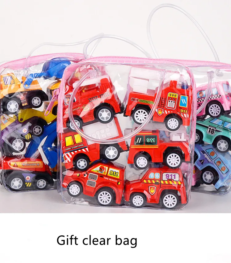 6pcs Model Pull Back Car Toys Mobile Vehicle Fire Truck Taxi Model Kid Mini Cars Boy Toys Gift Diecasts Toy for Children