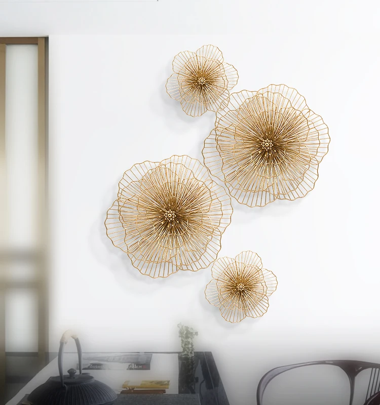 Небольшое металлическое украшение для стен с вырезами и цветами художественное Золотое интерьерное современный роскошный домашний Настенный декор