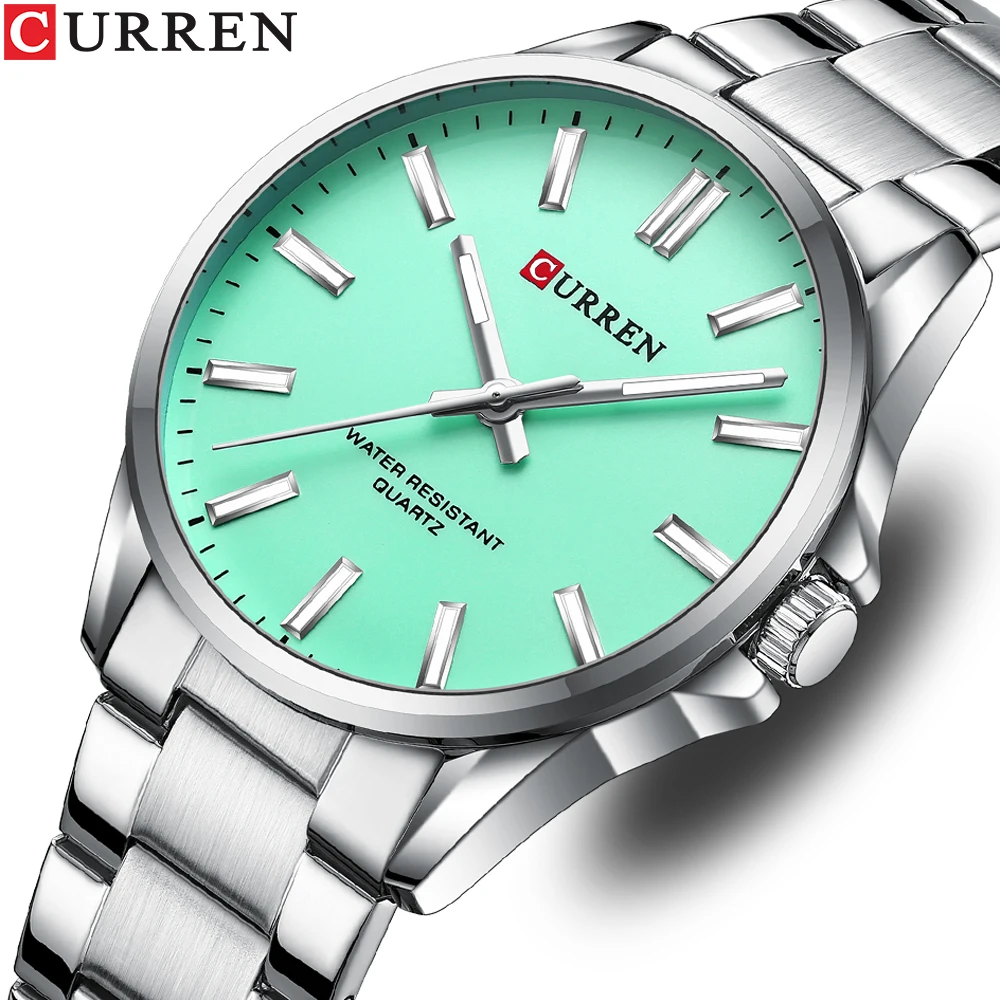 Curren 9090 деловые мужские кварцевые наручные часы из нержавеющей стали водонепроницаемые Роскошные модные повседневные спортивные с хронографом