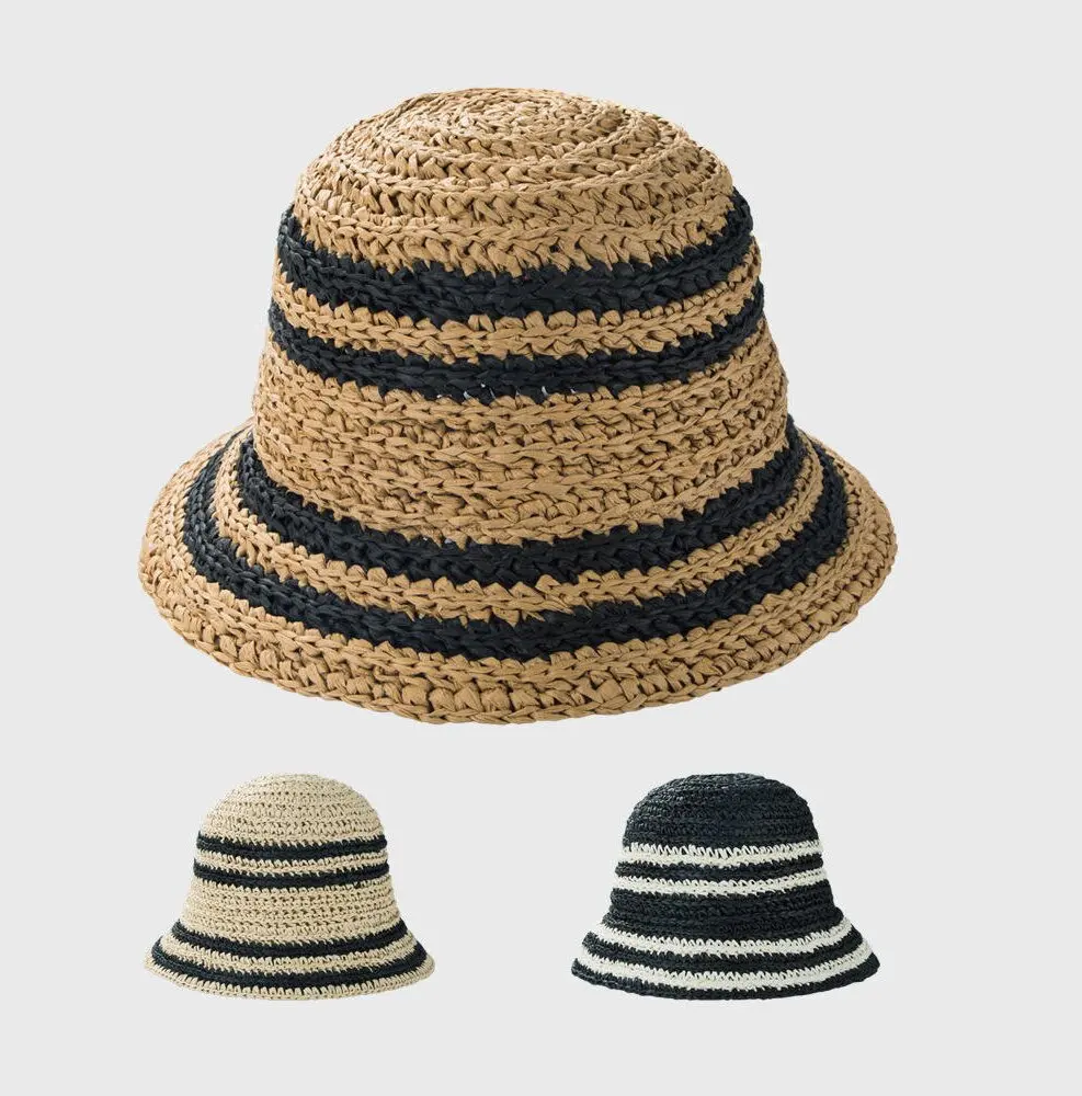 Wholesale New Striped Fisherman Bucket Hats Collapsible Crochet For Women Designer Luxury Beach Hats Summer Sunshade Hat