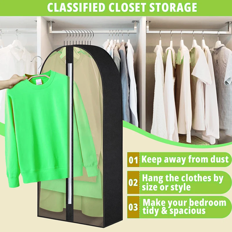 Custom Printed Durable Fabric Non Woven Home Closet Wardrobe Clothes Organizer Storage Garment Bags Dustproof Covers With Zipper
