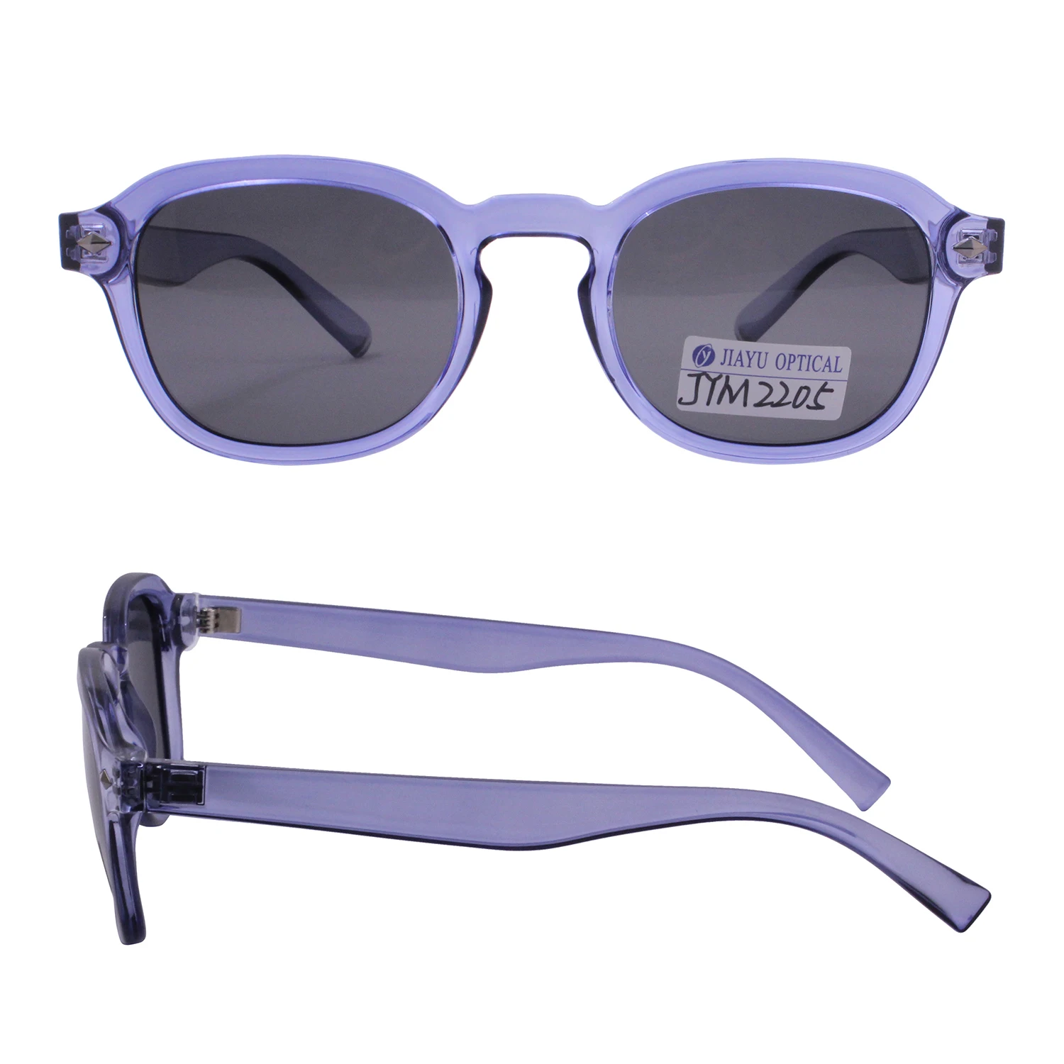 Shiny transparent plastic glasses custom color women wholesale sunglasses with rivet