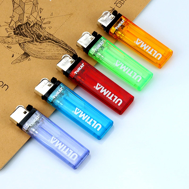 Direct factory hot selling smoking accessories AC801 adults disposable octagonal colorful plastic flint gas lighters