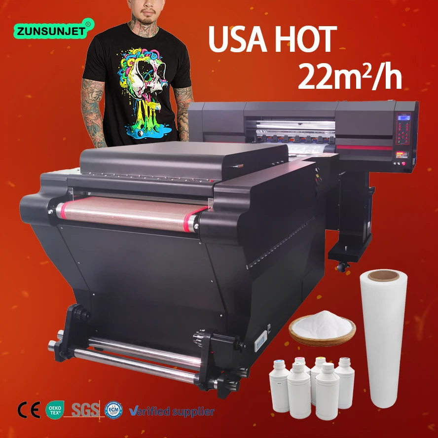 Zunsunjet digital Dtf Printer Printing Machine 60 Cm Rip 4 I3200 Printheads Automatic Digital Dtf Printer