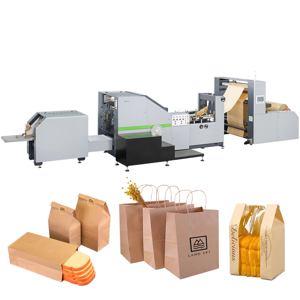 ROKIN BRAND Fully Automatic Twisted Handle Square Bottom Kraft Paper Bag Making Machine