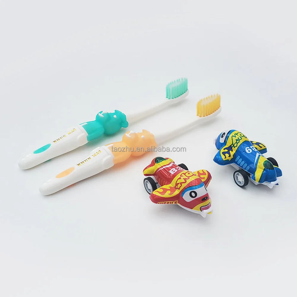 Custom Blister Package Children Kids Cartoon Toothbrush with plane toy