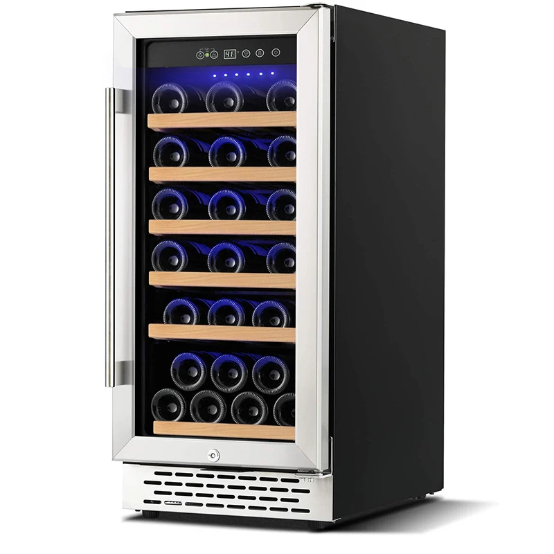 Customized Wine Freezer Built in Wine Cellar Cooler Compressor Single Zone Wooden Shelves Wine and Beverage Coolers