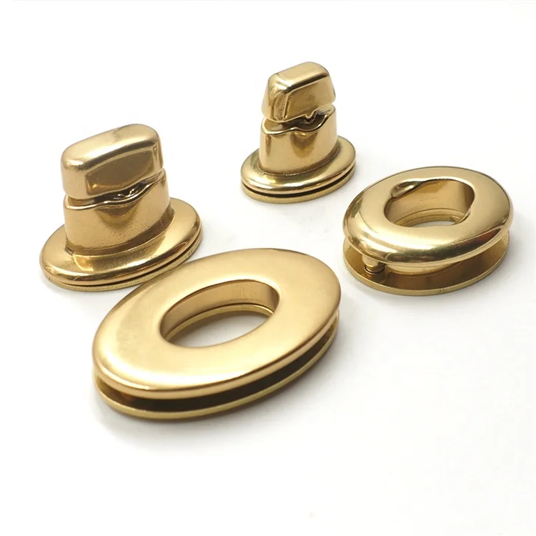 Luxury Bag Metal Hardware High Quality Bag Luggage Lock Accessories Solid Brass Turn Twist Lock Brass Bag Lock