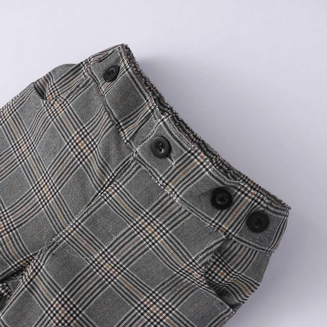 Wholesale China Manufacturers Cotton Plaid Design Children Clothing Vest Romper Sets Baby Boy Clothes Designer