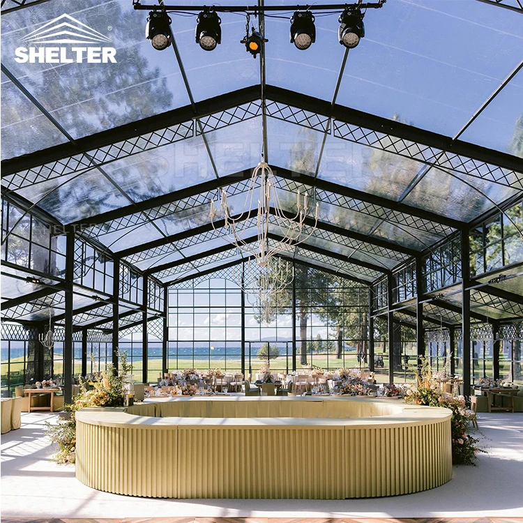 Outdoor Luxury Large Church temporary structure Orangery Glass Tent for Events Wedding Party