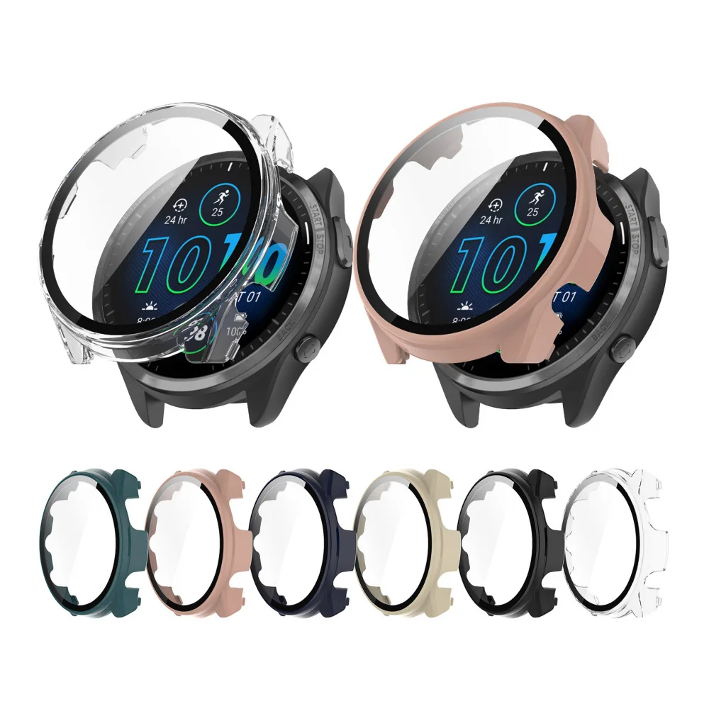 New PC Tempered Glass Case For Garmin Forerunner 965 Smartwatch Cover Protector Cover Case For Garmin Watch Protective Case
