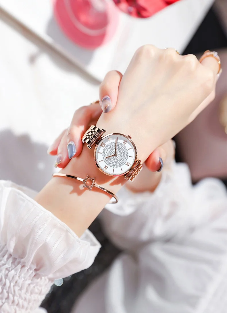 stainless steel LOW LOGO diamond sky star Women Charms waterproof watches quartz wrist watch ladies gift souvenir wristwatch