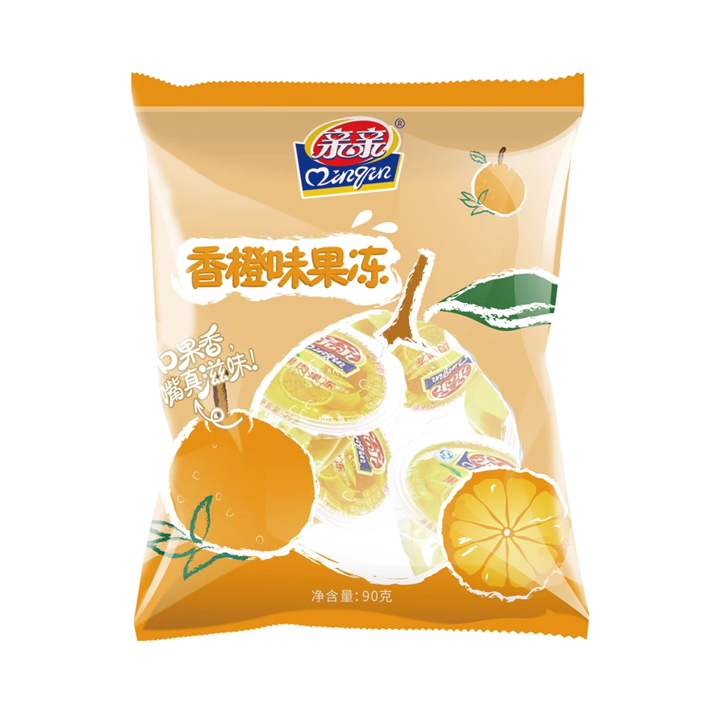 15g Cute Mini Cup Jelly Snack With Orange Flavor Bag Package From Qinqin Brand OEM Factory