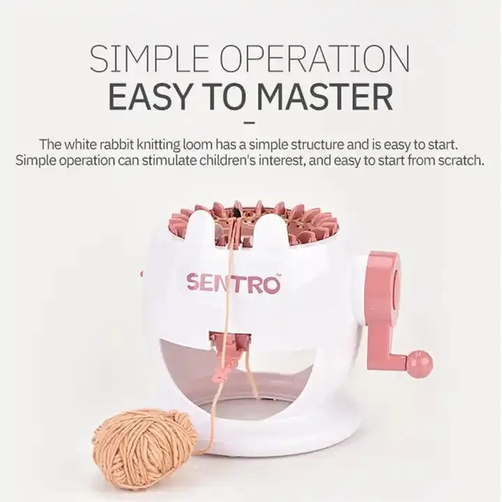 Educational Pretend Play DIY Hand Crank Scarf Sock 22 Needles Wool Loom Christmas Knitting Machine Toy For Kids