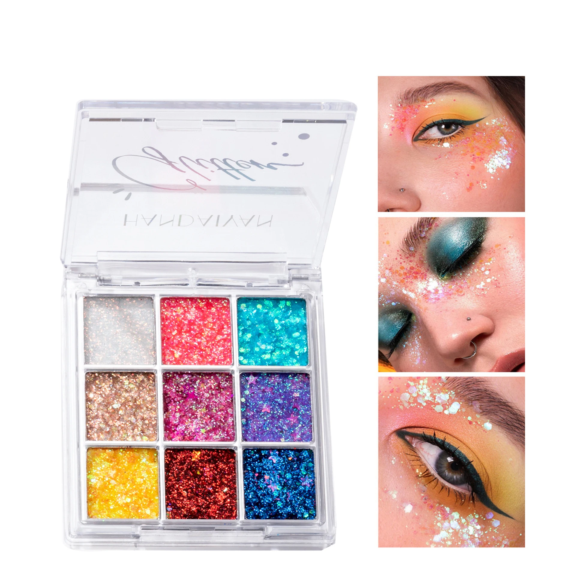 Private label  9 Color Latest Design Shimmer Glitter Eyeshadow Quality Pigment Factory Direct Wholesale