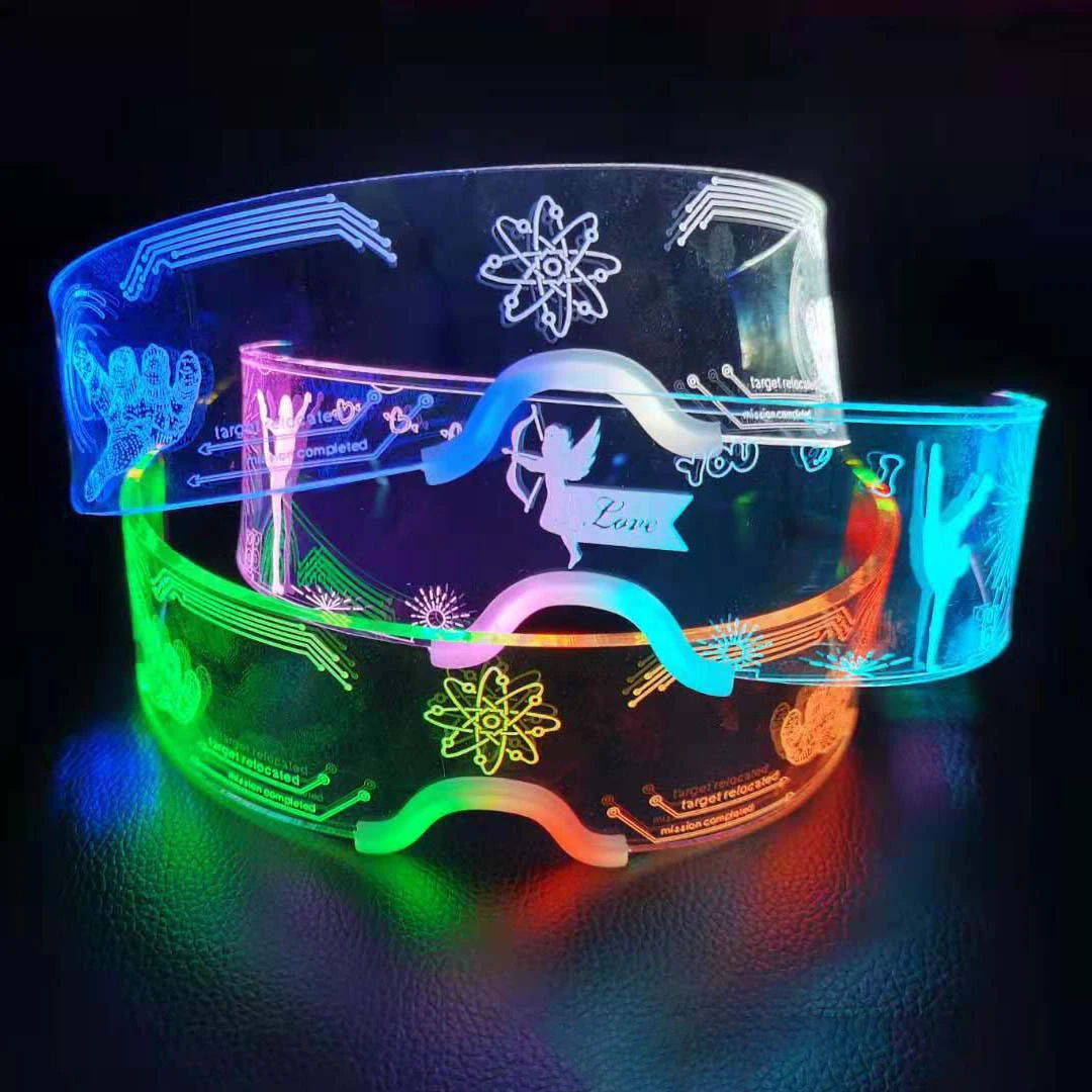 MADESHINE Luminous Acrylic Robert Halloween Party Decoration Glow in The Dark Lighting Cyberpunk Flashing Neon LED Glasses