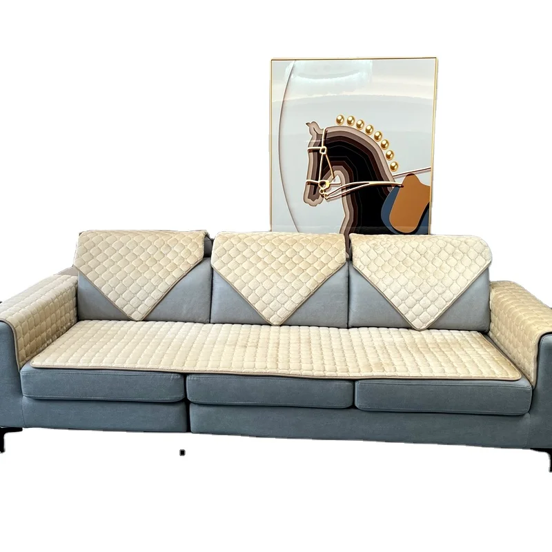 Manufacture Quality Embroidery Sofa Cover Polyester with Flannel Fabric