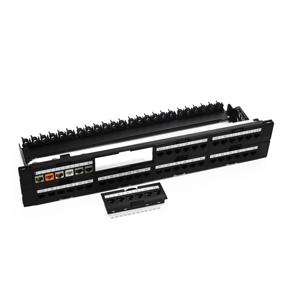 Производитель 2U 19 дюймов 48 портов Cat6 UTP патч-панель со съемным разъемом Keystone Jack