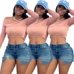 FE222 European and American spring and summer sexy fashion cowboy shorts women rhinestone clothes 2022