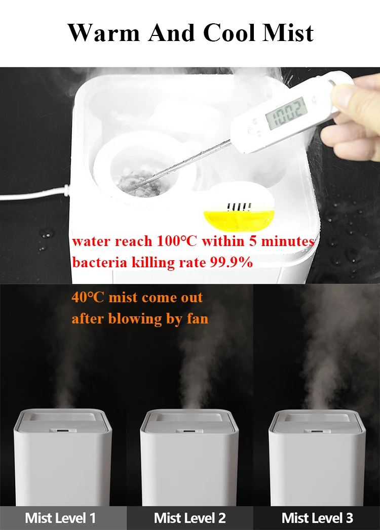 RUNAL Rrh930 5L Intelligent Constant Temperature And Humidity Indication Monitor Cool Warm Mist Smart Ultrasonic Air Humidifier