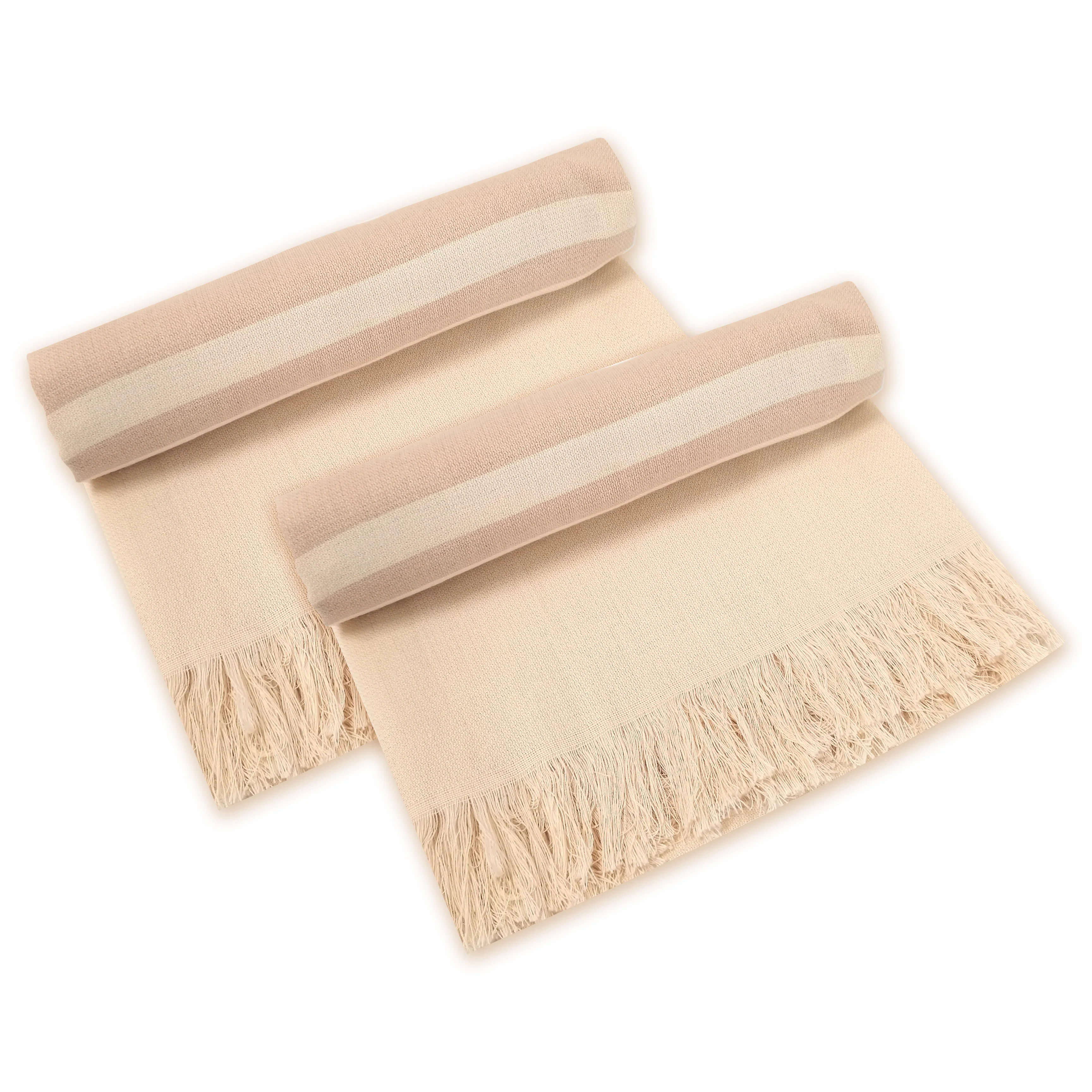 50% recycled cotton & 50% RPET stripe turkish bath beach towel set of 2