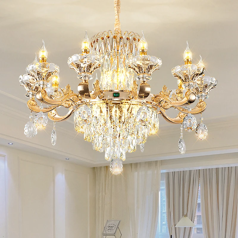 2024 New Hot-sale Modern Chandelier Golden Crystal Luxury Large Home Hotel Villa Living Room Decoration Chandelier