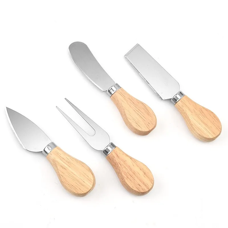 Cheese Knife Cheese Knife Set Stainless Steel for Cheese Pizza with Wood Handle