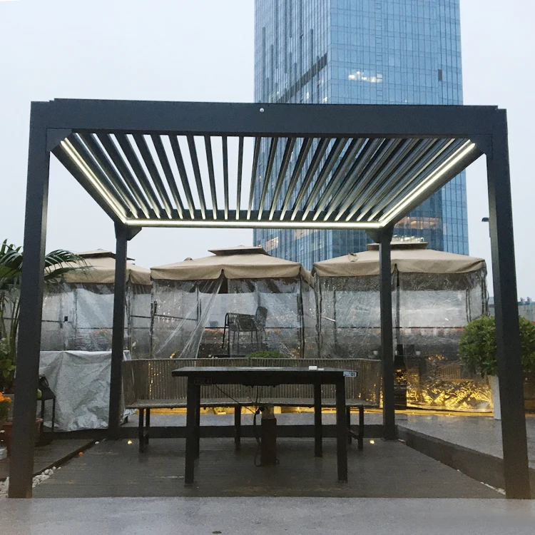 Leisure Waterproof Louver Roof System Aluminum Pergolas Automatic Outdoor Gazebo